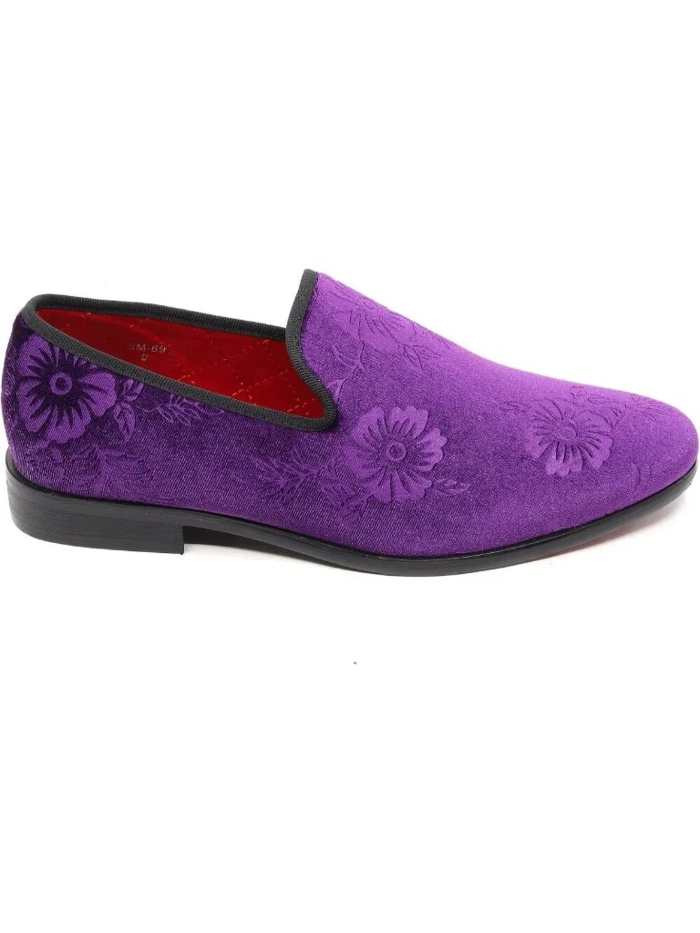 Metrocharm Men's Purple Floral Loafers Penny Slip On Tuxedo Fashion Shoes